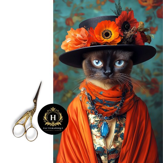 Vintage florale Siamkatze Dekoupage Seidenpapier