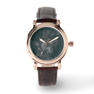 Vintage, florale Stillleben Ölmalerei Armbanduhr