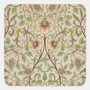 Vintage florale Tapete-Design - affodisch Quadratischer Aufkleber