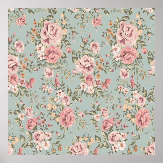 Vintage florale Tapete Poster (Vorne)