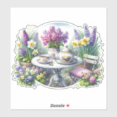 Vintage Florale Teeparty im Garten Aufkleber (Blatt)