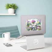 Vintage Florale Teeparty im Garten Aufkleber (Laptop auf Schreibtisch)