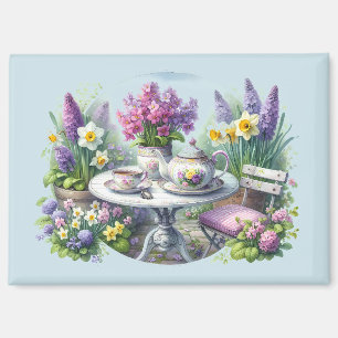 Vintage Florale Teeparty im Garten Magnet
