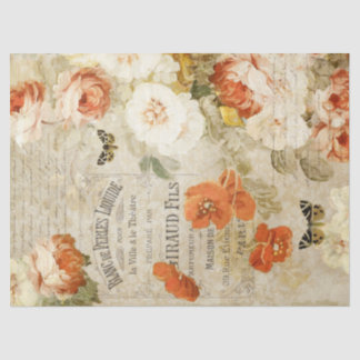 Vintage Florale und Ephemera Decoupage Seidenpapier