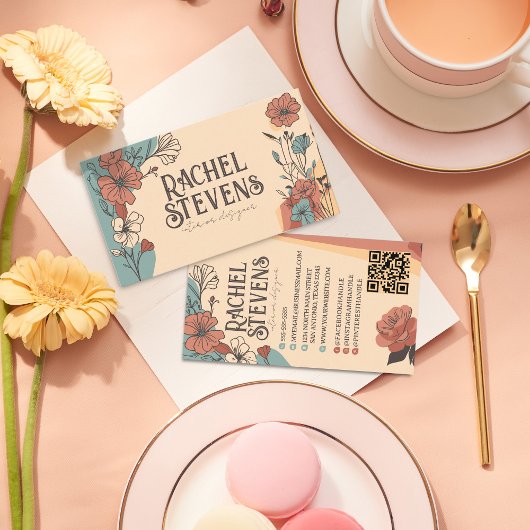 Vintage florale Visitenkarten: Elegante Erde Visitenkarte