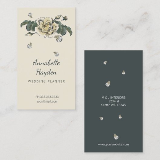 Vintage florale Visitenkarten Visitenkarte (Vorne/Hinten)
