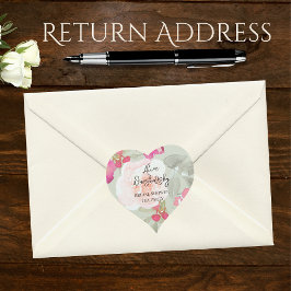 Vintage florale Wasserfarbe Pink Girl Babydusche Herz-Aufkleber