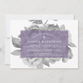 Vintage florale Weihnachtseinladung | Violett Einladung (Vorderseite)