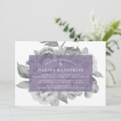 Vintage florale Weihnachtseinladung | Violett Einladung (Stehend Vorderseite)