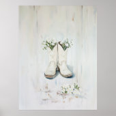 Vintage florale White Cowgirl Stiefel Illustration Poster (Vorne)