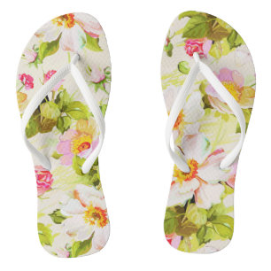 Vintage florale Wilde Rose Peonies Drehen Flop Badesandalen