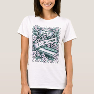 Vintage-Florales Gravurdesign zum Schulbeginn T-Shirt