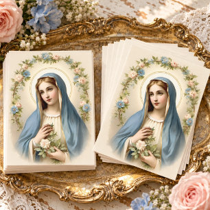 Vintage floralgesegnete Mutter Mary Katholic Postkarte