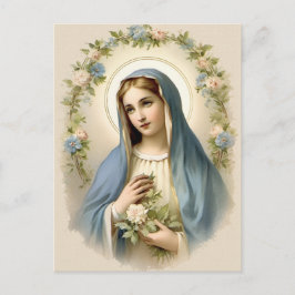 Vintage floralgesegnete Mutter Mary Katholic Postkarte