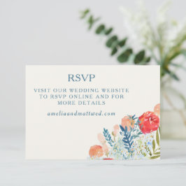 Vintage Florals Boho Wedding Website QR Code RSVP Karte