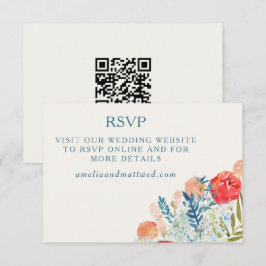 Vintage Florals Boho Wedding Website QR Code RSVP Karte