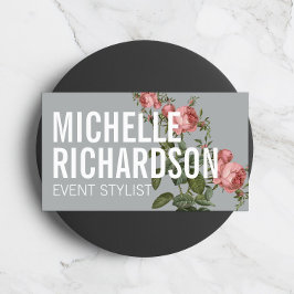 Vintage Florals Fett-Text auf "Slate Business Card Visitenkarte