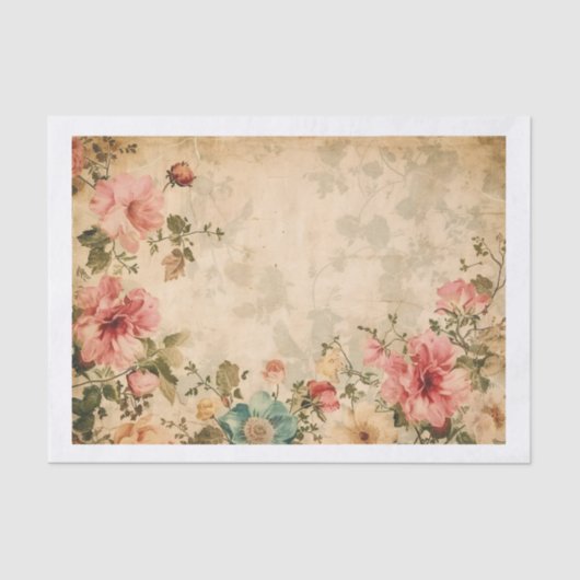 Vintage Florals Framing Pergament Collage Seidenpapier (Vorderseite)