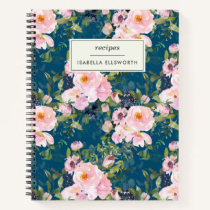 Vintage Florals in Blush Blau Personalisiertes Rez Notizblock