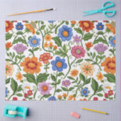 Vintage Florals Knitting Botanical Pattern Pastel  Seidenpapier (Basteln)