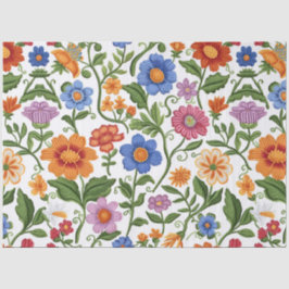 Vintage Florals Knitting Botanical Pattern Pastel  Seidenpapier