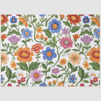 Vintage Florals Knitting Botanical Pattern Pastel  Seidenpapier