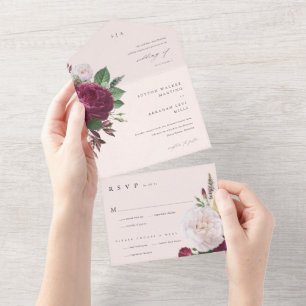 Vintage Florals Rose Botanische Hochzeit All In One Einladung