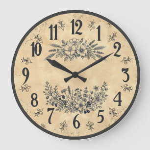 Vintage Floraluhr für die Wand im Landhausstil Große Wanduhr