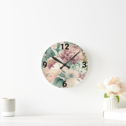 VINTAGE FLORALWANDSCHALBE RUNDE WANDUHR (Zuhause)