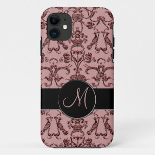 Vintage Florentiner Damaskus (Monogramm) (rot) Case-Mate iPhone Hülle