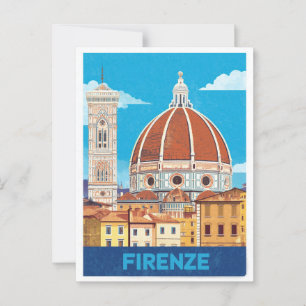 Vintage Florenz Firenze Dom Italien Kathedrale Postkarte