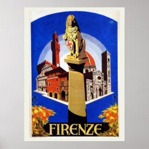 Vintage Florenz-Zwanzigerjahre italienische Reise Poster