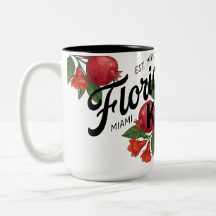 Vintage Florida Granatapfel Miami Botanische Fruch Zweifarbige Tasse