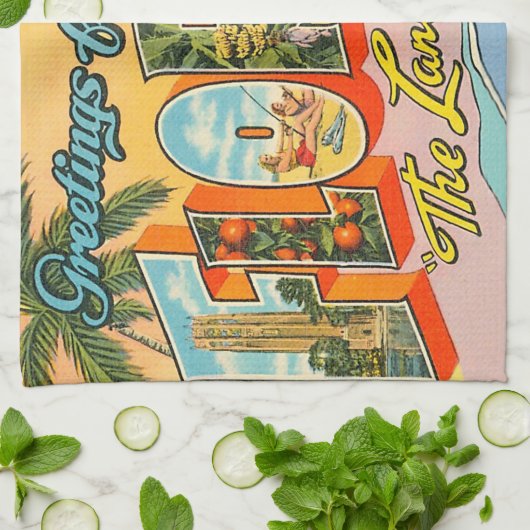 Vintage Florida-Grüße Geschirrtuch (Gefaltet)