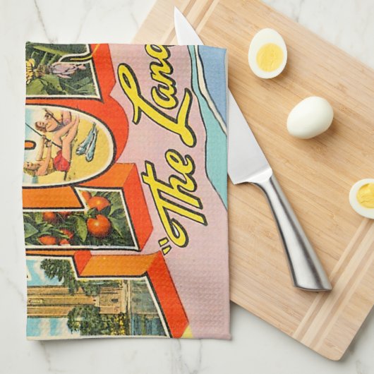 Vintage Florida-Grüße Geschirrtuch (Viertel Falte)