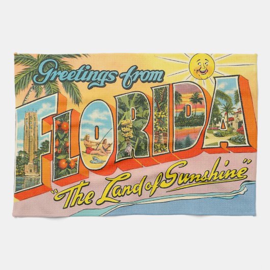 Vintage Florida-Grüße Geschirrtuch (Horizontal)