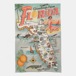 Vintage Florida-Karte der Anziehungskräfte Handtuch