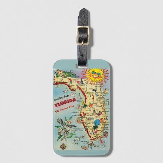 Vintage Florida Karte Gepäckanhänger (Vorderseite Vertikal)