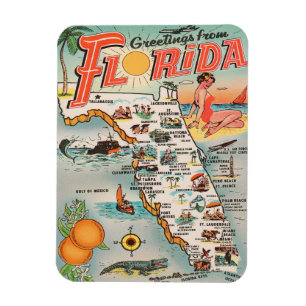 Vintage Florida-Karte Grüße aus Florida Magnet