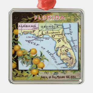 Vintage Florida-Karte Ornament Aus Metall
