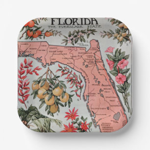 Vintage Florida-Karte Pappteller