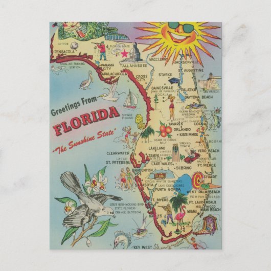Vintage-Florida-Karte Umzug/Umzug Postkarte (Vorderseite)