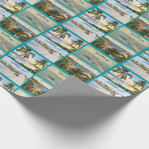 Vintage Florida Keys Szenen Collage Muster Geschenkpapier