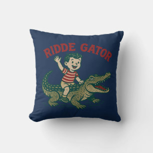 Vintage Florida Kitsch Ridde Gator Blaues Alligato Kissen