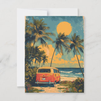Vintage-Florida-Palmenstrand-Postkarte Feiertagskarte