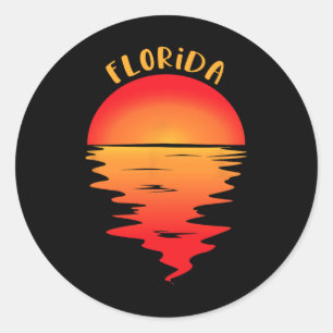 Vintage Florida Strand Sonnenuntergang T-Shirt - R Runder Aufkleber