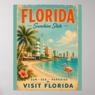 Vintage Florida Sunshine State Reiseplakat mit Poster