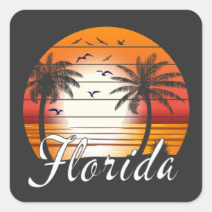 Vintage Florida USA Palmen Sommer Strand Quadratischer Aufkleber
