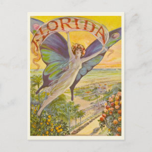 Vintage Florida-Werbung mit fliegenden Frauen Postkarte