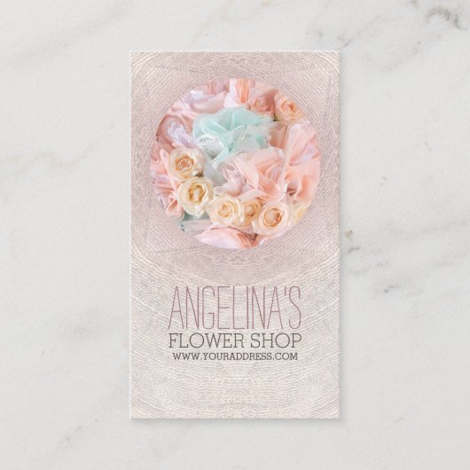 Vintage Florist Elegante Blume Circle Card Visitenkarte (Vorderseite)